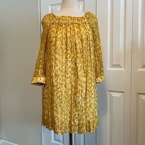 Flowing Walter Animal Print Melon Yellow Above The Knee Silk Dress Size Small